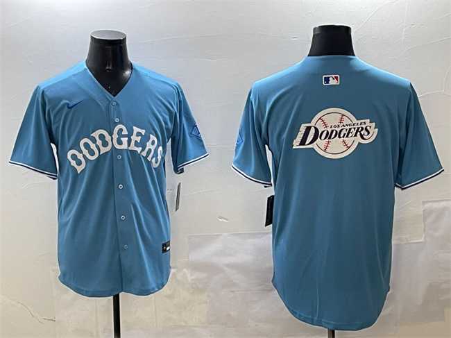 Men%27s Los Angeles Dodgers Team Big Logo Light Blue Limited Stitched Jersey